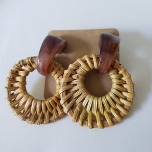 Handmade bohemian rattan earrings